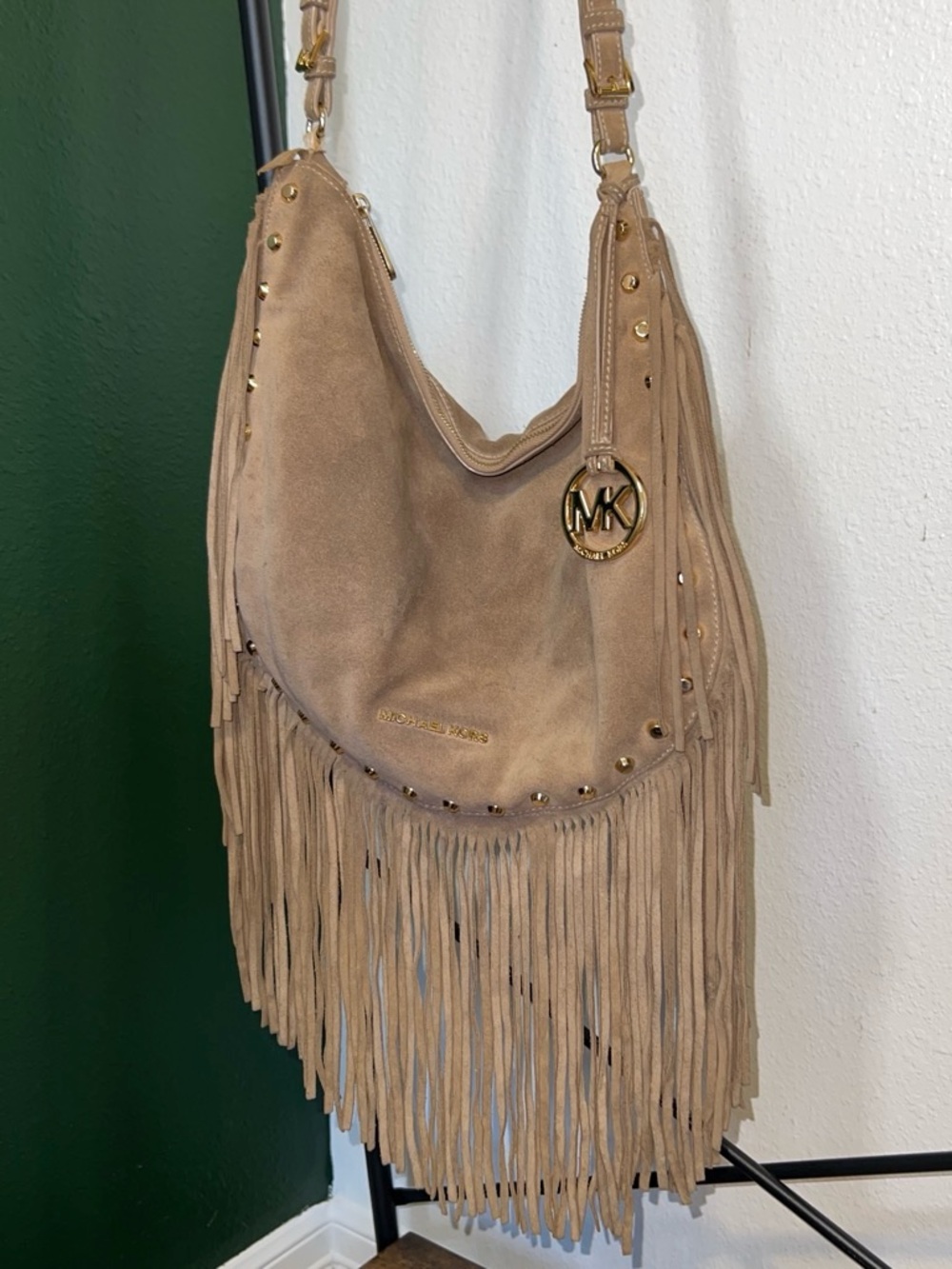 Michael Kors Tan Suede Fringe Hobo Bag